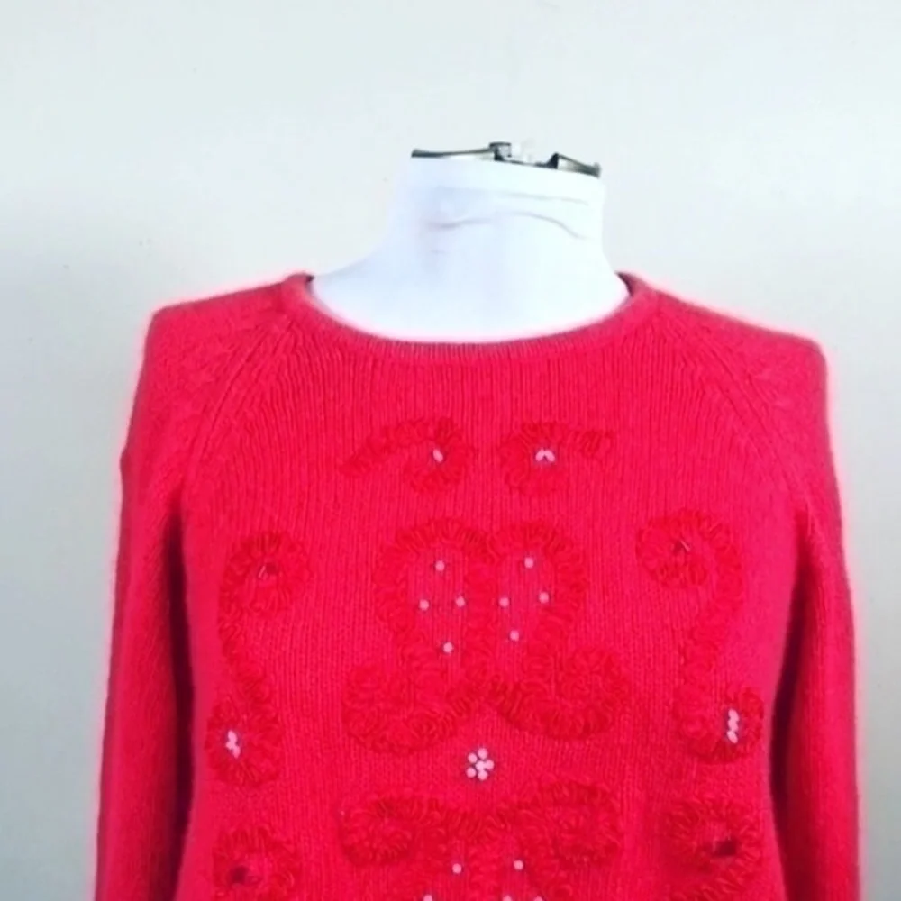 Vintage Sellecca Red Embellished Silk Sweater